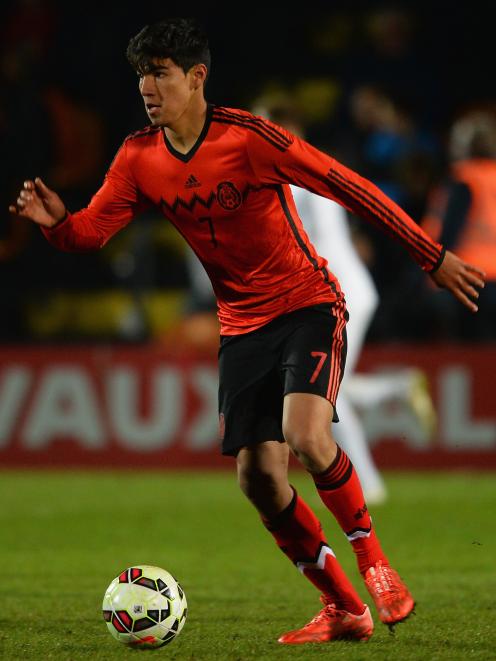 Mexico Under-20 midfielder Erick Gutierrez assesses his options during the friendly match against...