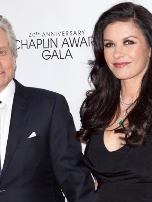 Michael Douglas and Catherine Zeta-Jones attend the 40th Anniversary Chaplin Award Gala at...