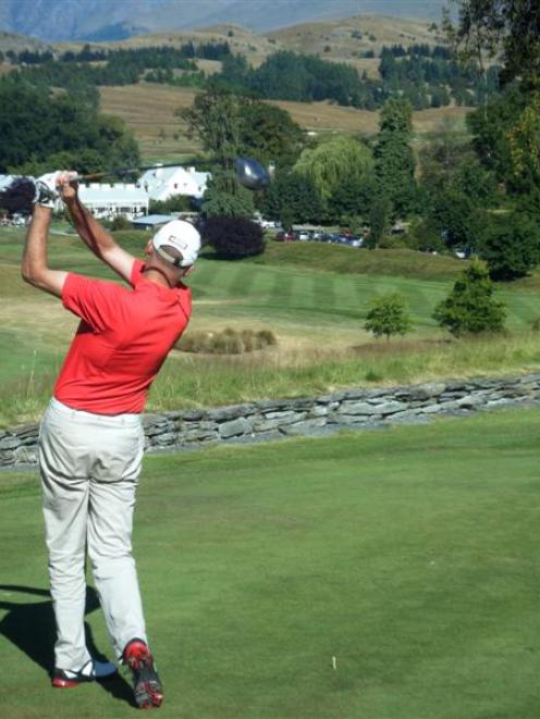 Michael Egan tees off on the ninth hole at Millbrook yesterday during the final round of the...