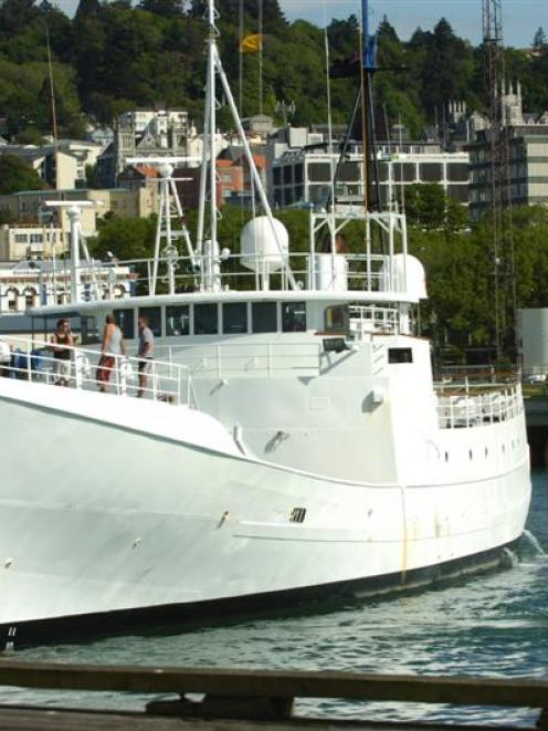 Michael Swann's vessel 'Townsend Cromwell'  when it was seized at the Birch St wharf in Dunedin....