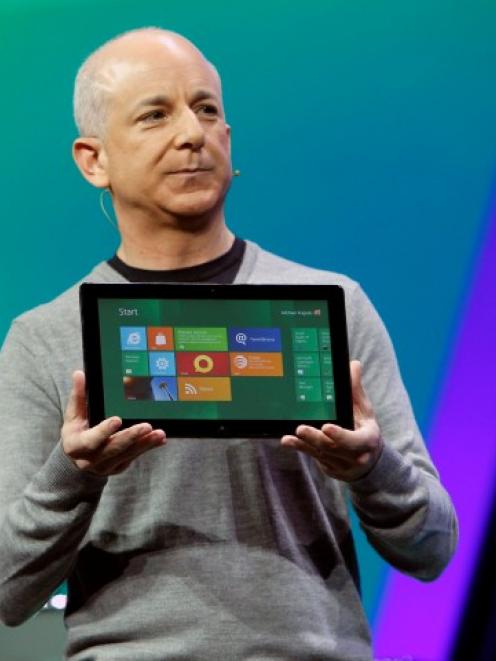 Microsoft Windows President Steven Sinofsky introduces the new tablet running a test version of...