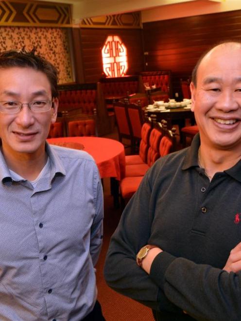 Mike (left) and Neville Hall at the Nanking Palace Restaurant yesterday. Photo by Stephen Jaquiery.