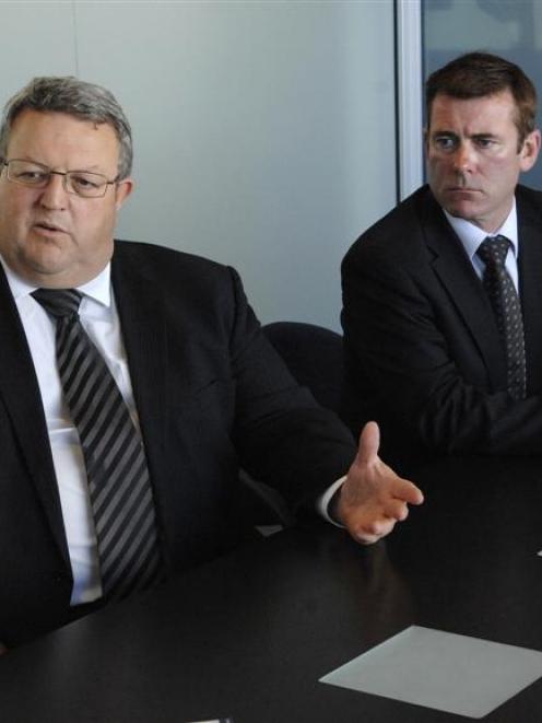Minister of Energy and Resources Gerry Brownlee (left), seated beside Dunedin North list MP...