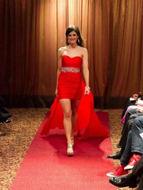 Miss Otago, Monique Cooley, of Queenstown, during a fashion show in the Museum Art Hotel,...