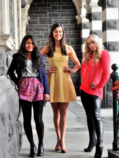 Miss Universe New Zealand contestants (from left) Henali Patel, Deborah Lambie and Kristie...