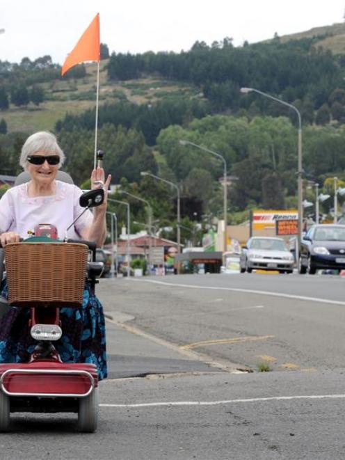 Mobility scooter rider and Mosgiel resident Mary White says most riders are careful around...