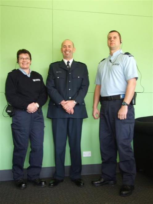 Modelling the new blue uniforms are (from left)  Otago Corrections Facility corrections officer...
