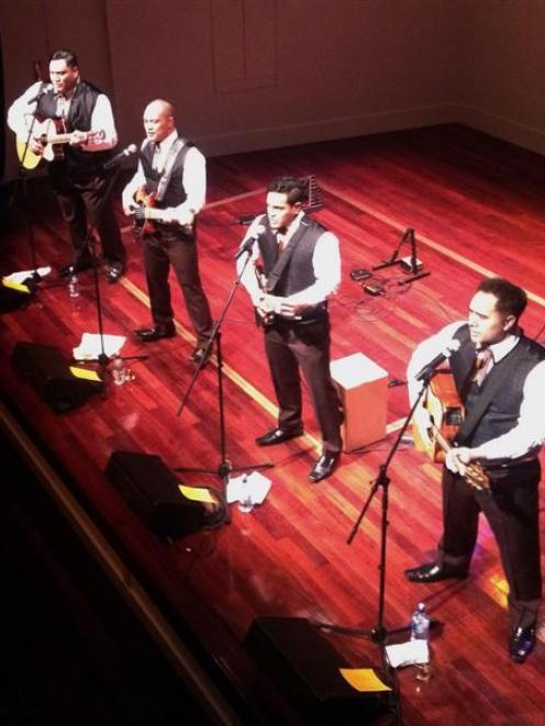 Modern Maori Quartet members  (from left) Maaka Pohatu, Francis Kora, Matariki Whatarau and James...