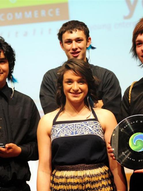 Moemoea Records managing director Ranui Ellison (16), of Queen's High School (centre), with King...