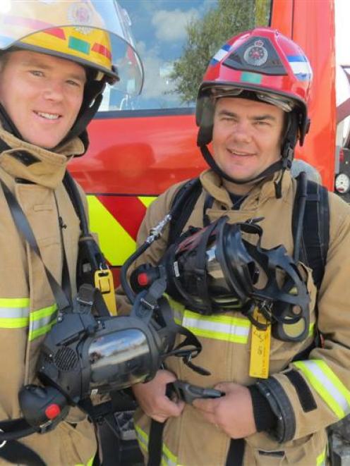 Mosgiel firefighters Andrew McAuley (left) and Scott Lindsay are training for the Firefighter Sky...