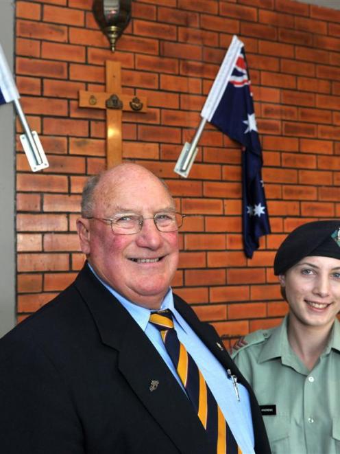 Mosgiel Memorial RSA president Noel Graham and Dunedin Army Cadet Sergeant Mara Andrews, at the...