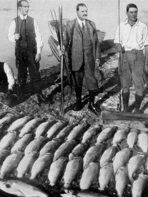 Mr Colvin White, of Monte Carlo, and his  son, Peter White, of Napier, landed this catch of 51...