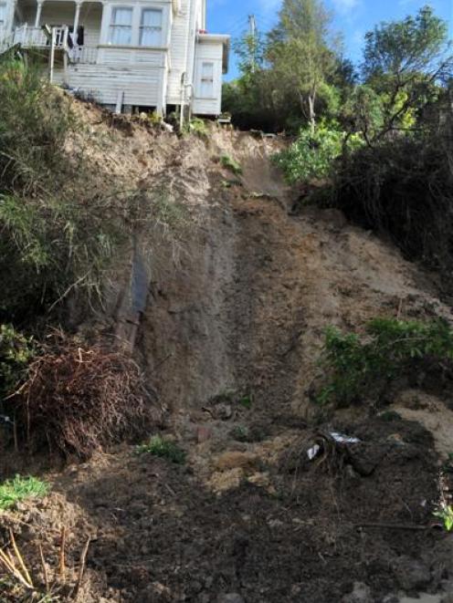 Mud and debris from a slip block Devon Street.