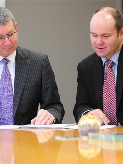 Myles Wealth Management principal Craig Myles (left) and Anderson Lloyd partner Paul Hubbard are...