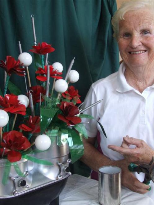 Nancy Bell with her entry in the Waitaki District Council's Steam Junk competition. Photo by...