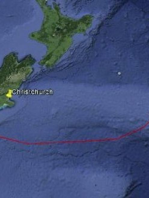 The predicted trajectory of Nasa's super balloon. Image: supplied