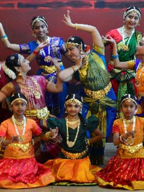 Natyaloka School of Indian Classical Dance performers dress-rehearse Maaya at King Edward Court...