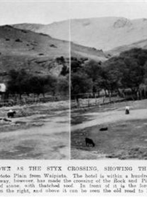 Near the ford crossing the Styx creek are the old (left) and new (right) Styx hotels. Styx is...