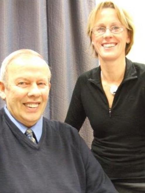 Network Waitaki director Lindsay Malcolm, who has retired as chairman, with new chairwoman Clare...