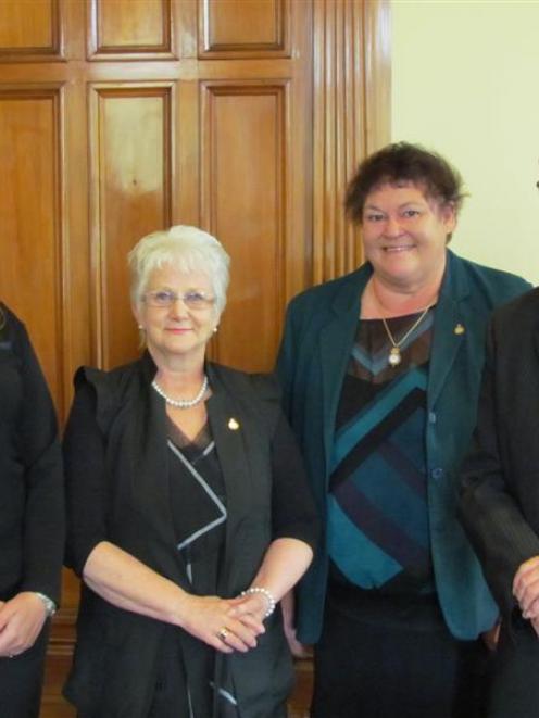 New JPs (from left) Doreen Cleave, Patricia McKeown, North Otago Justices of the Peace president...