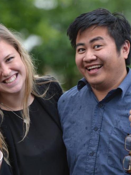 New Otago University Students' Association president Ruby Sycamore-Smith, with former president...