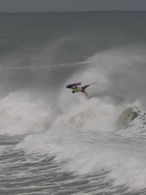 New Zealand bodyboard tour champion Ben Mackinnon in action during the Blaketown Challenge at...