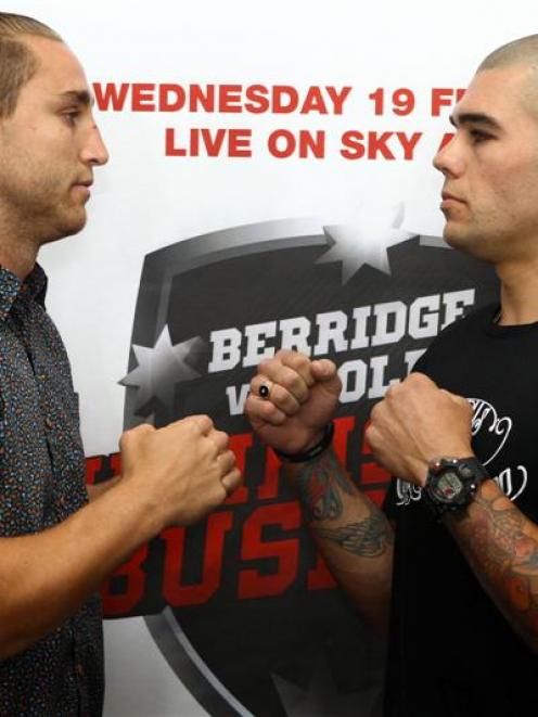New Zealand boxer Robert Berridge (right) and opponent Kerry Foley prepare for their February 19...