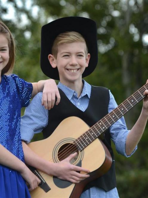 New Zealand Gold Guitar  junior duet winners Alyssa (10) and Campbell Landrebe (12) at home in...