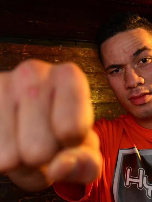 New Zealand heavyweight boxer Joseph Parker shows his style in Dunedin recently. Photo by Peter...