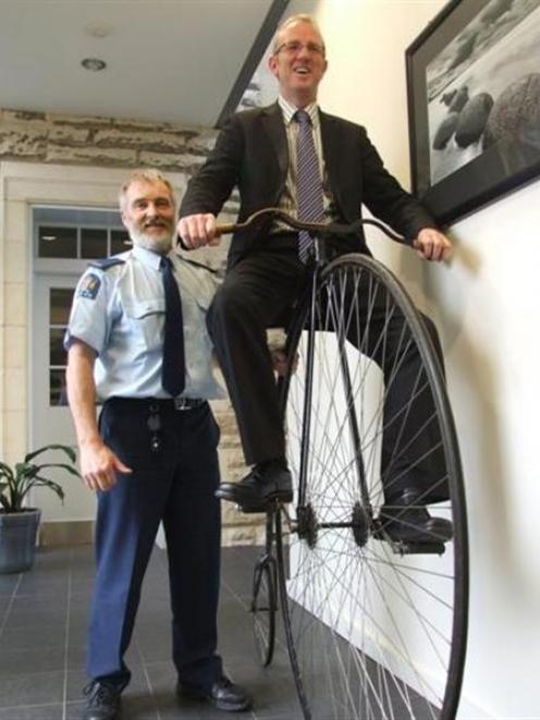 New Zealand Police Association president Greg O'Connor samples a taste of Oamaru yesterday,...