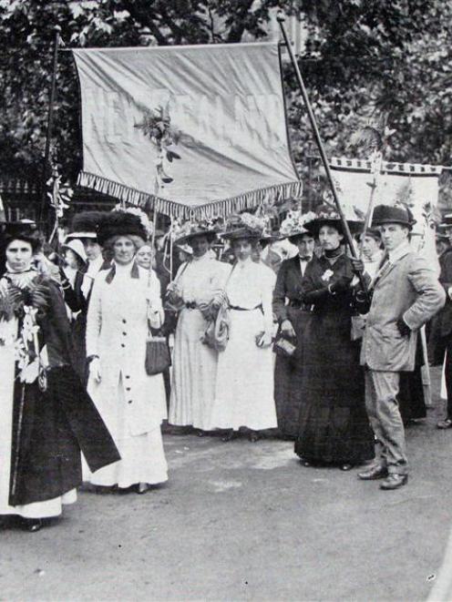 New Zealand representatives at the great suffragette demonstration at Hyde Park, London on July...