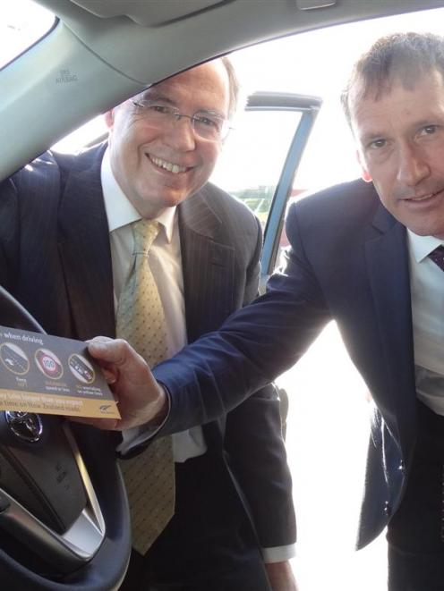 New Zealand Transport Agency chief executive Jim Harland (left) and Rental Vehicle Association...