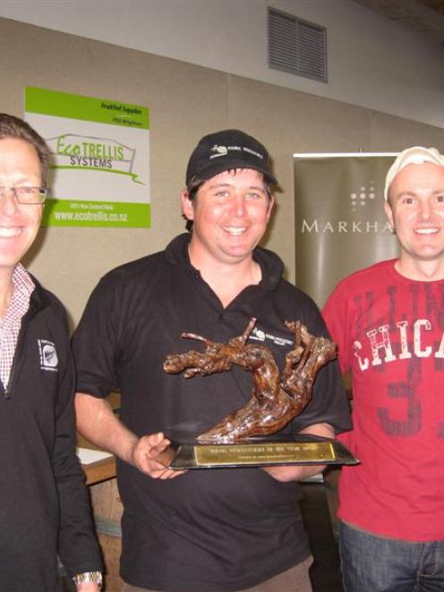 Nick Paulin  with his trophy for winning the Markhams Young Viticulturist of the Year contest,...