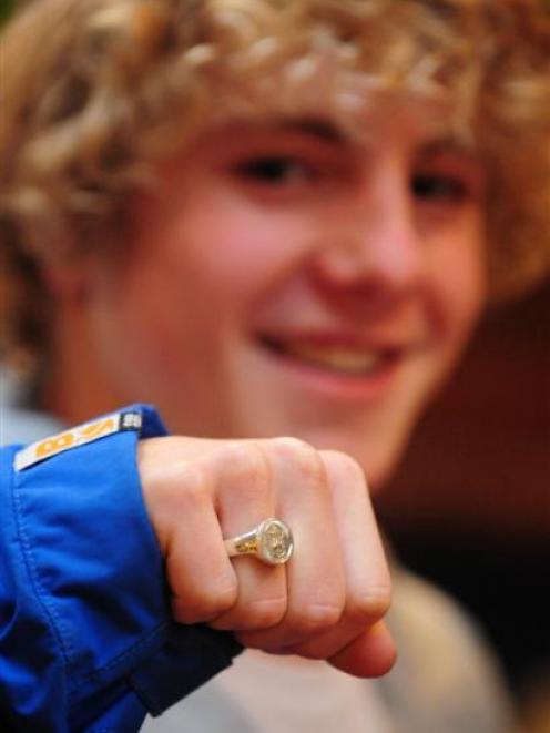 Nick Woods wearing his McGlashan Challenge Award ring - one of the highest honours awarded to...