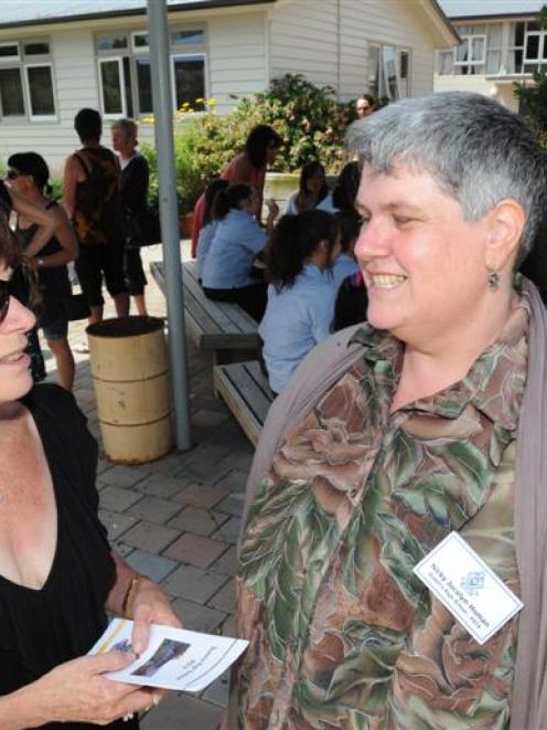Nicky Jocelyn-Homan (right) chats to Heather Sue at a barbecue for parents whose daughters...