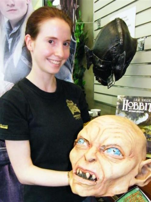 Nomad Safaris retail manager Emma McGoldrick poses with Middle-earth memorabilia at the tour...