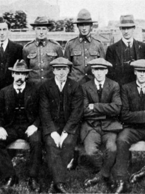 Non-commisssioned officers at Dunedin, prior to leaving for Trentham. Back row: N. M. Mackenzie,...