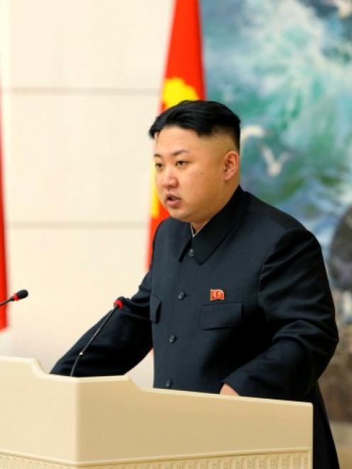 North Korean leader Kim Jong-un speaks during a banquet in Pyongyang in December for scientists,...