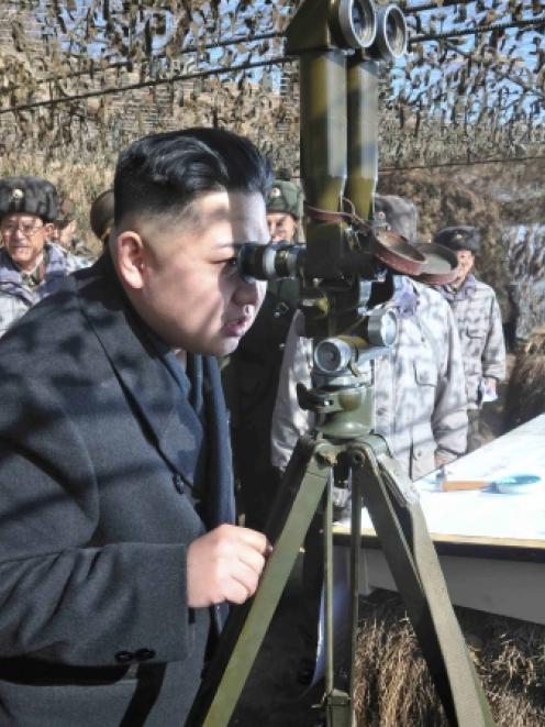 North Korean leader Kim Jong-Un visits a unit under the command of the Korean People's Army 4th...