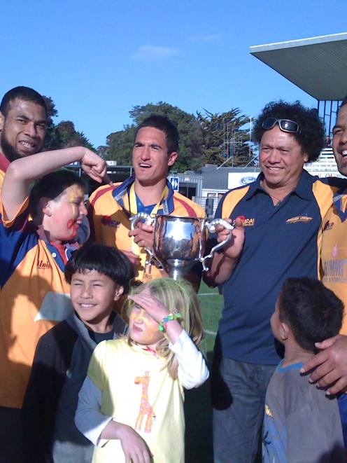 North Otago players celebrate their win. Photo by Craig Baxter