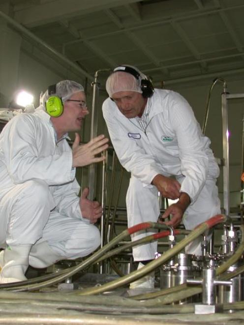 Nutritek's new chief executive, Jim Dwyer (left), is yesterday shown by operations manager Terry...