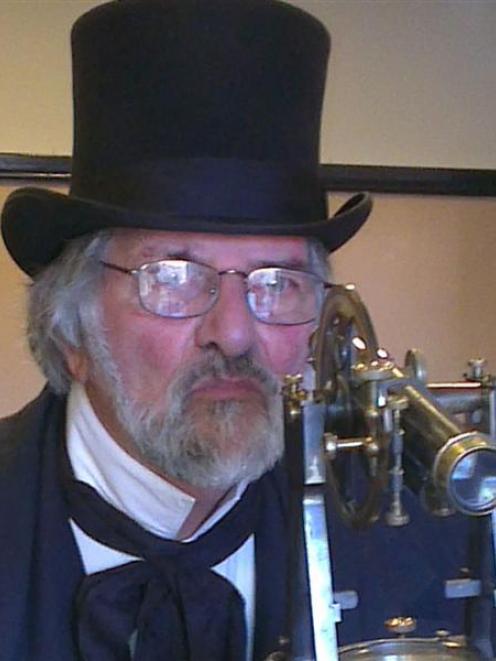 Oamaru actor Richard Bowering makes a point with a prop to the Waitaki District Council last week...
