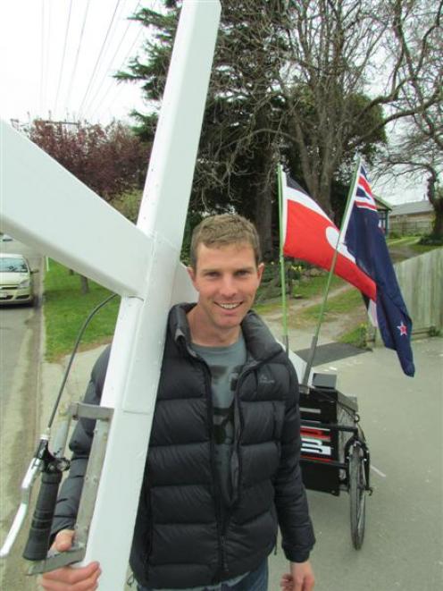 Oamaru's Ryan Craig is again setting out with his cross to walk the length of New Zealand. Photo...