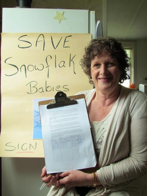 Oamaru woman Roseanne Sheridan, with her petition, wants to stop the destruction of 2000 embryos...