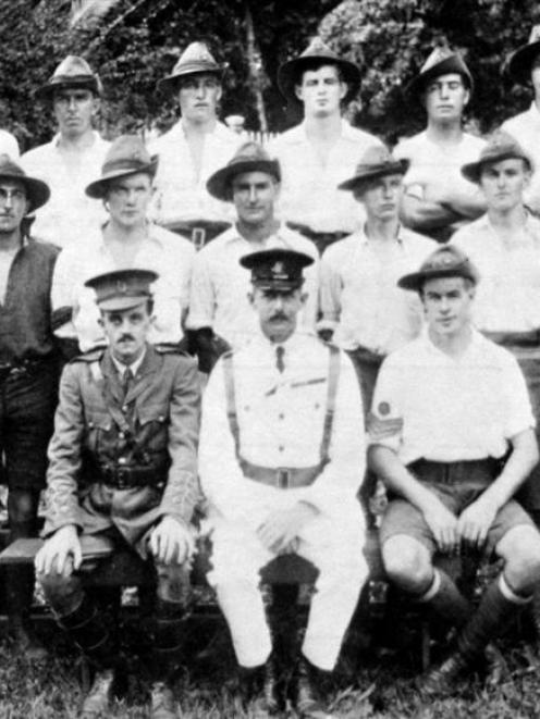 OBHS old boys at Samoa, March 1915. Back row (from  left), Privates R. H. Martin, J. Hunter, H. W...