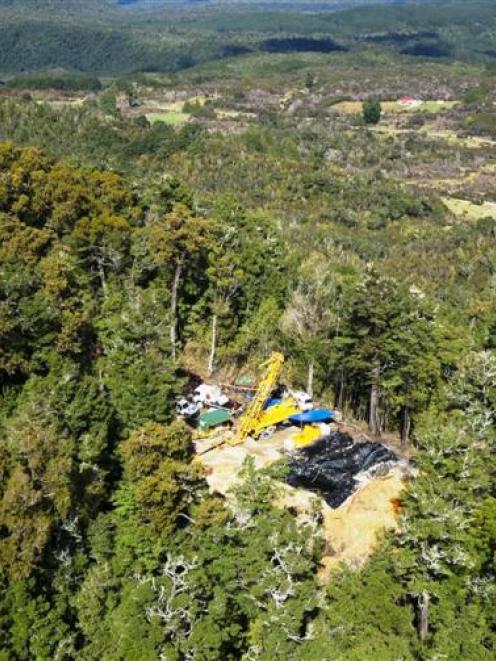 Oceana Gold's test drilling rig at the Blackwater mine, near Reefton, two years ago. Photo supplied.