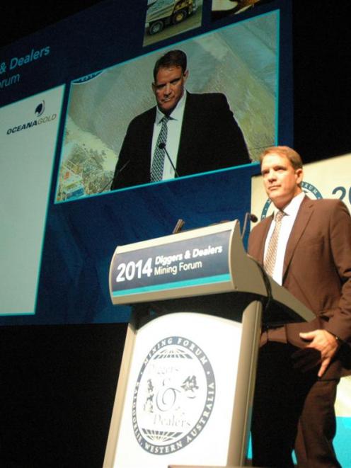 Oceanagold chief operating officer Michael Holmes speaking at Diggers & Dealers Forum in...