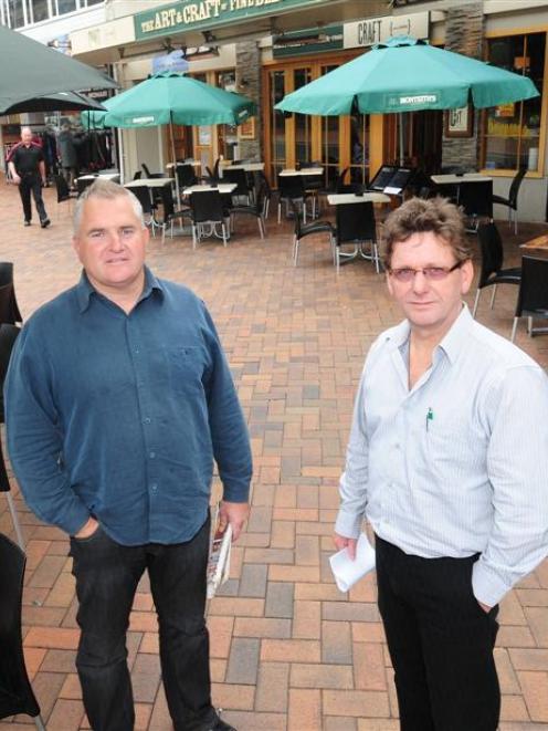 Octagon bar owners John MacDonald (left) and Phil Ellis want the Dunedin City Council to reverse...