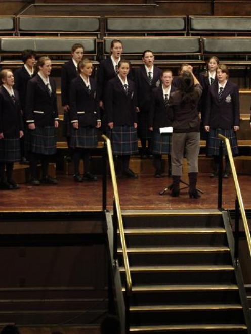 Otago Girls High School choir and conductor Karen Knudson perform at the Big Sing Secondary...