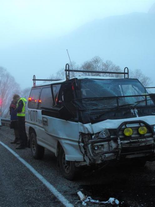 og and frost were heavy on Monday morning in the Kawarau Gorge, where a two-car crash occurred at...